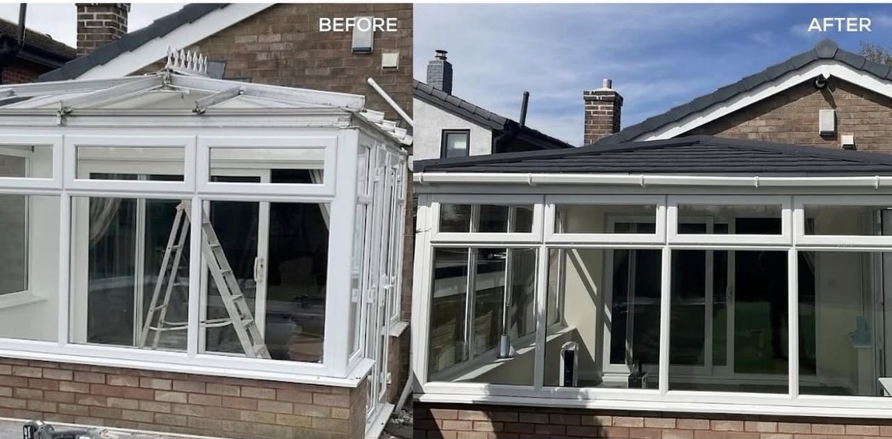 LMD conservatory roof before and after transformation